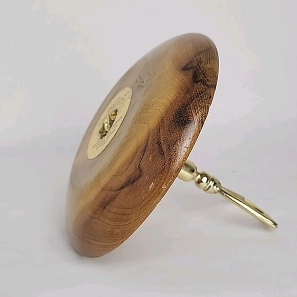 Oregon Made in USA Myrtlewood Gold Metal Handle Wooden Server Dish Brown Vintage - Picture 8 of 10